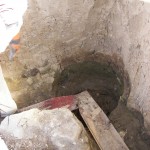 Foundation corner drain hole - Foye Cabin